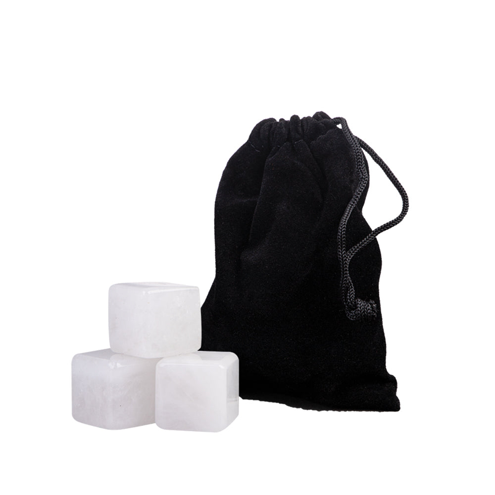 2x 6pc Bartender White Jade Gin Stones Set w/ Velvet Pouch