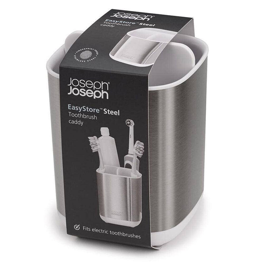 2PK Joseph Joseph EasyStore Steel Toothbrush Caddy - White/Silver