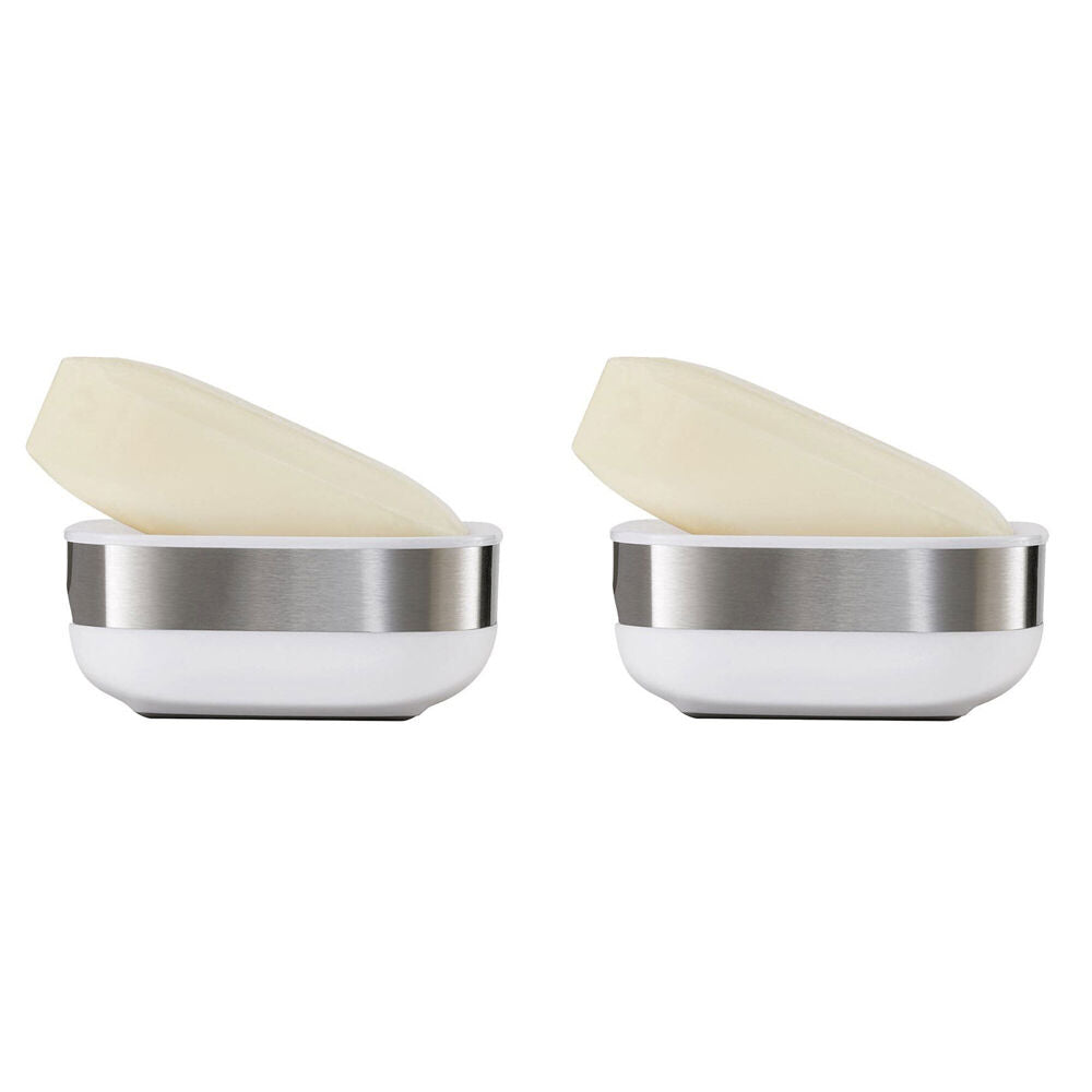 2PK Joseph Joseph Slim Steel Compact Soap Dish - White