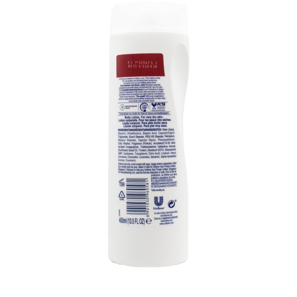 12PK Dove Body Love Intense Care Lotion for Very Dry Skin w/Ceramide Skincare 400ml