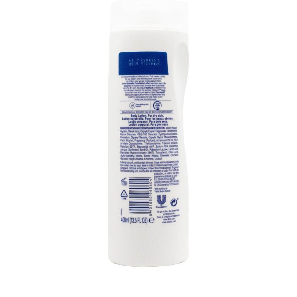 12PK Dove Body Love Essential Care Lotion for Dry Skin w/NutriDuo Skincare 400ml