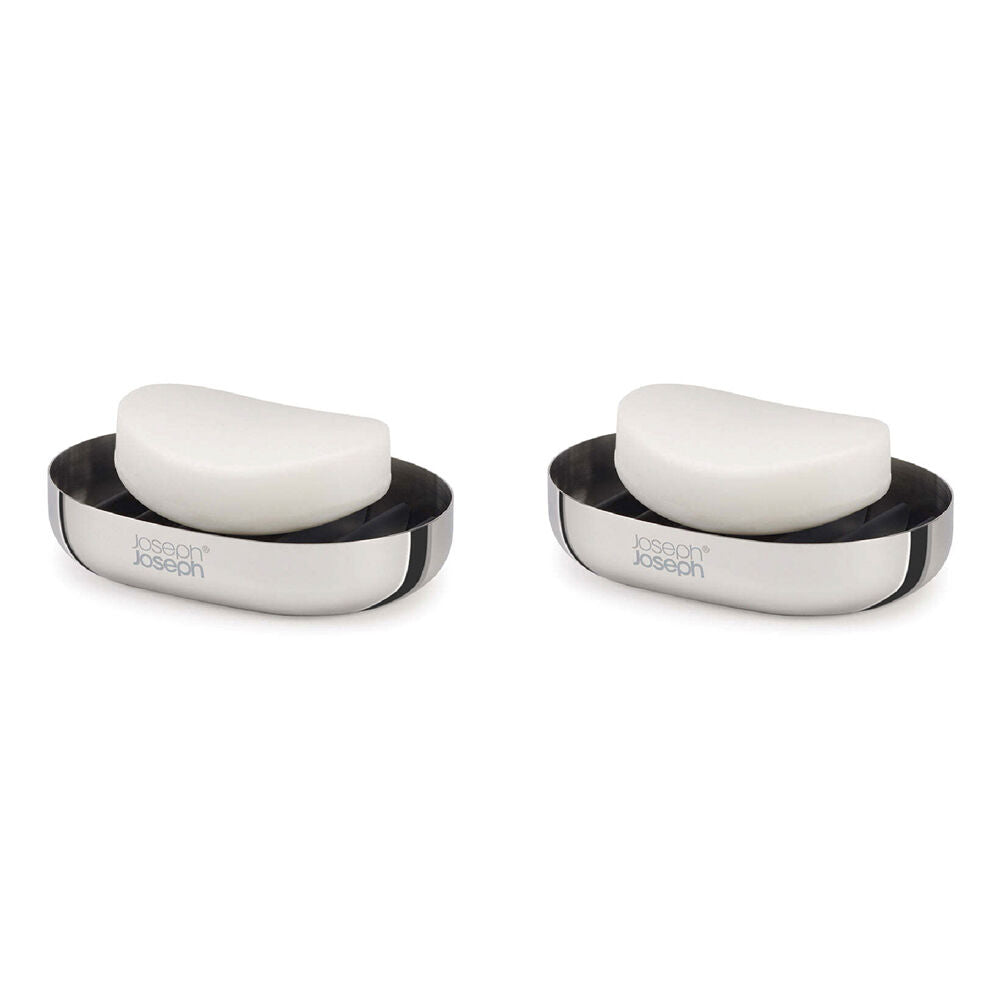 2PK Joseph & Joseph EasyStore 11.5cm Luxe Soap Dish - Steel