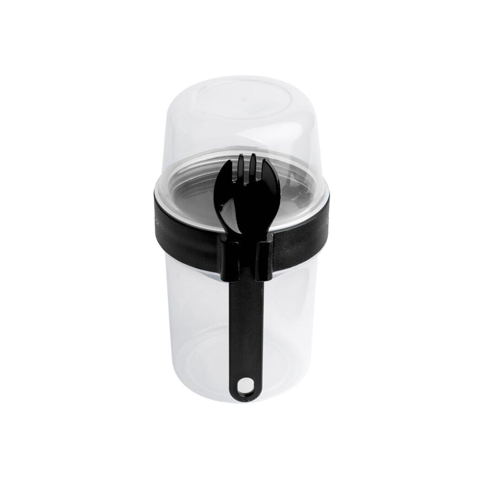 3PK LocknLock To-Go 2-Way Food Container w/ Fork 17.6cm - Black