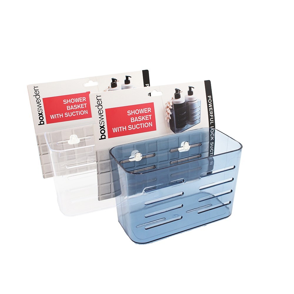 3PK Boxsweden Suction Bathroom Basket 18.5X9X12cm Assorted