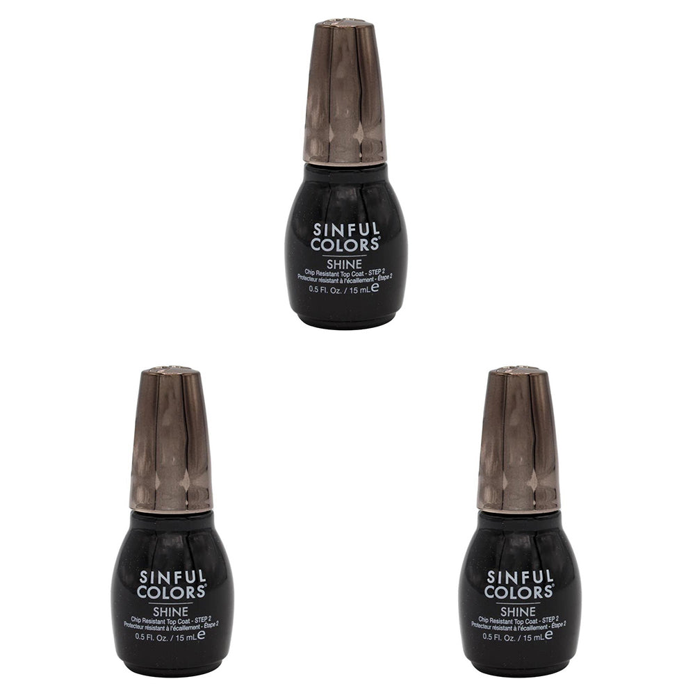 3PK Sinful Colors 15ml Nail Polish Shine Chip Resistant - 2644 Top Coat