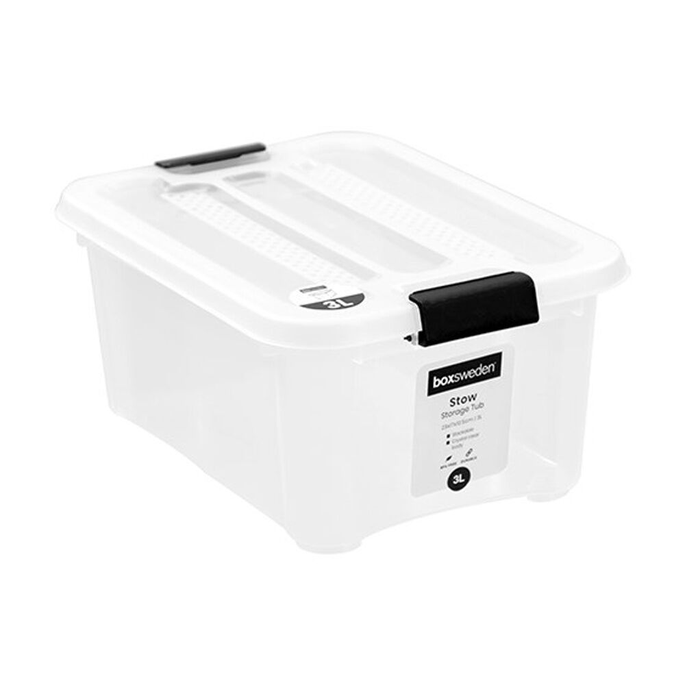 24PK Boxsweden Stow Storage Container 3L 23x17x10.5cm Home Organisation