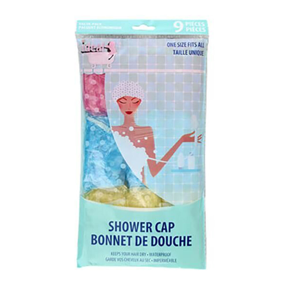 3x 9pc Ideal Bath Waterproof Shower Cap Hair Care Protection One Size Reusable