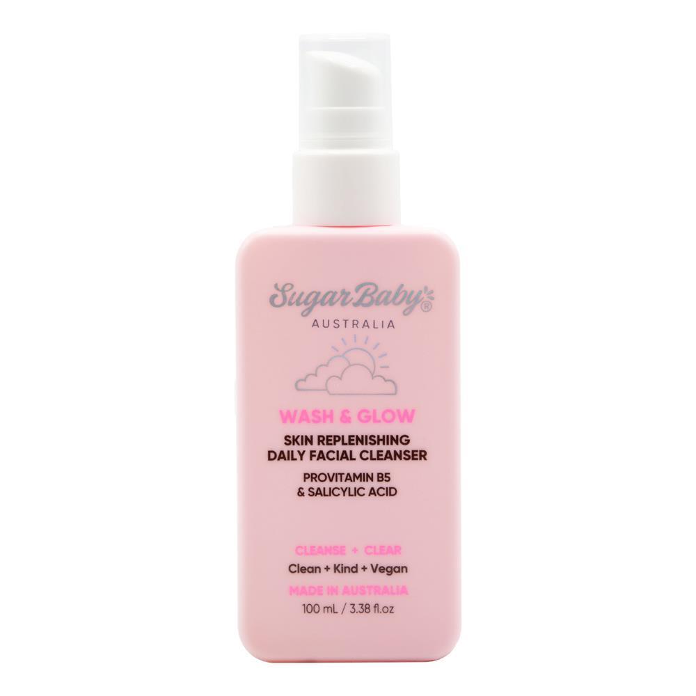 6PK Sugar Baby 100ml Wash & Glow Skin Replenishing Daily Facial Cleanser