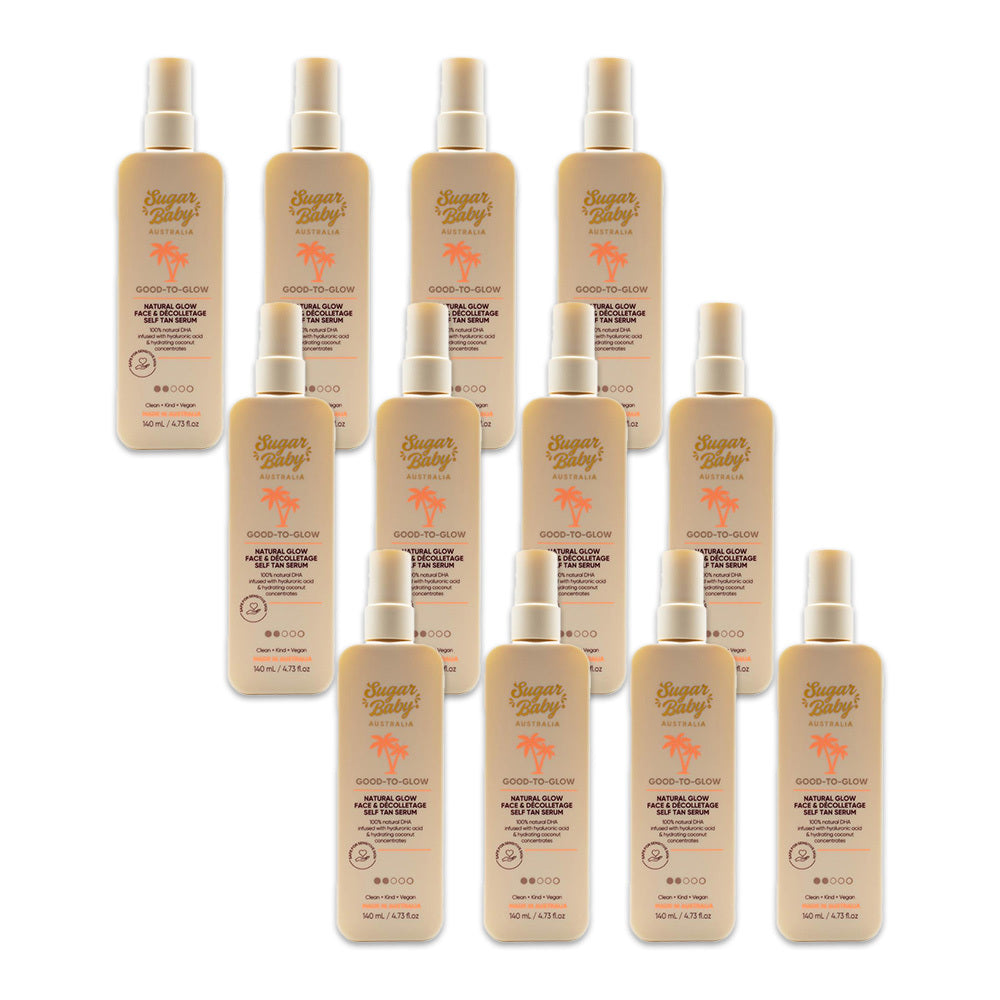 12PK Sugar Baby Good To-Glow 140ml Natural Face & Decolletage Self Tan Serum