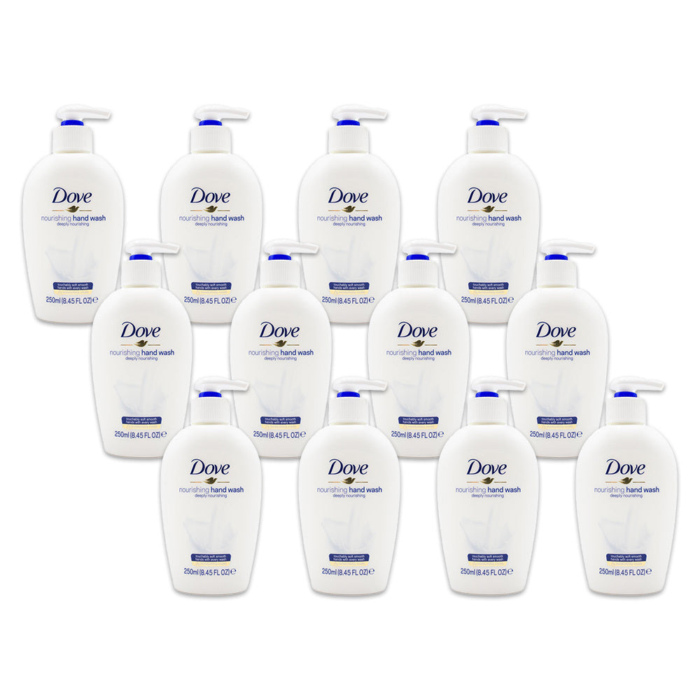 12PK Dove 250ml Deeply Nourishing Liquid Hand Wash Soap for Soft Skin