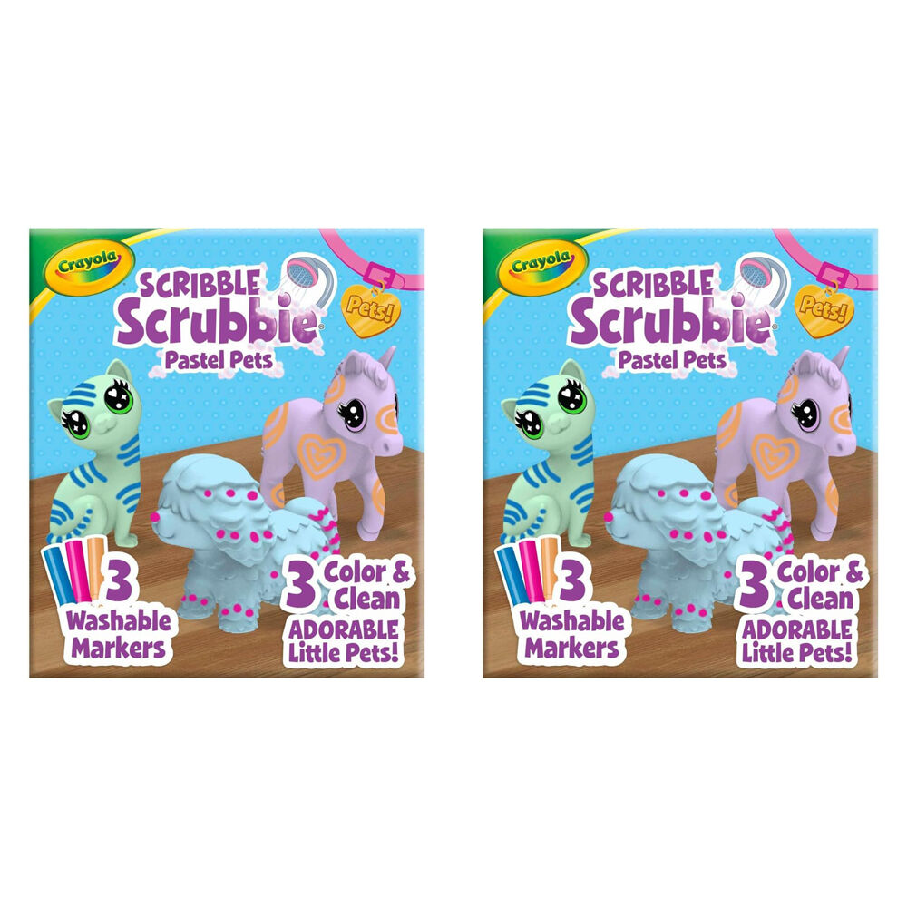 2x 3pc Crayola Scribble Scrubbie Pastel Pets Kids/Children 3y+