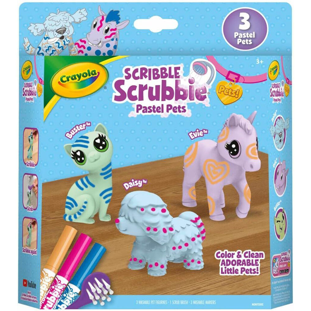 2x 3pc Crayola Scribble Scrubbie Pastel Pets Kids/Children 3y+
