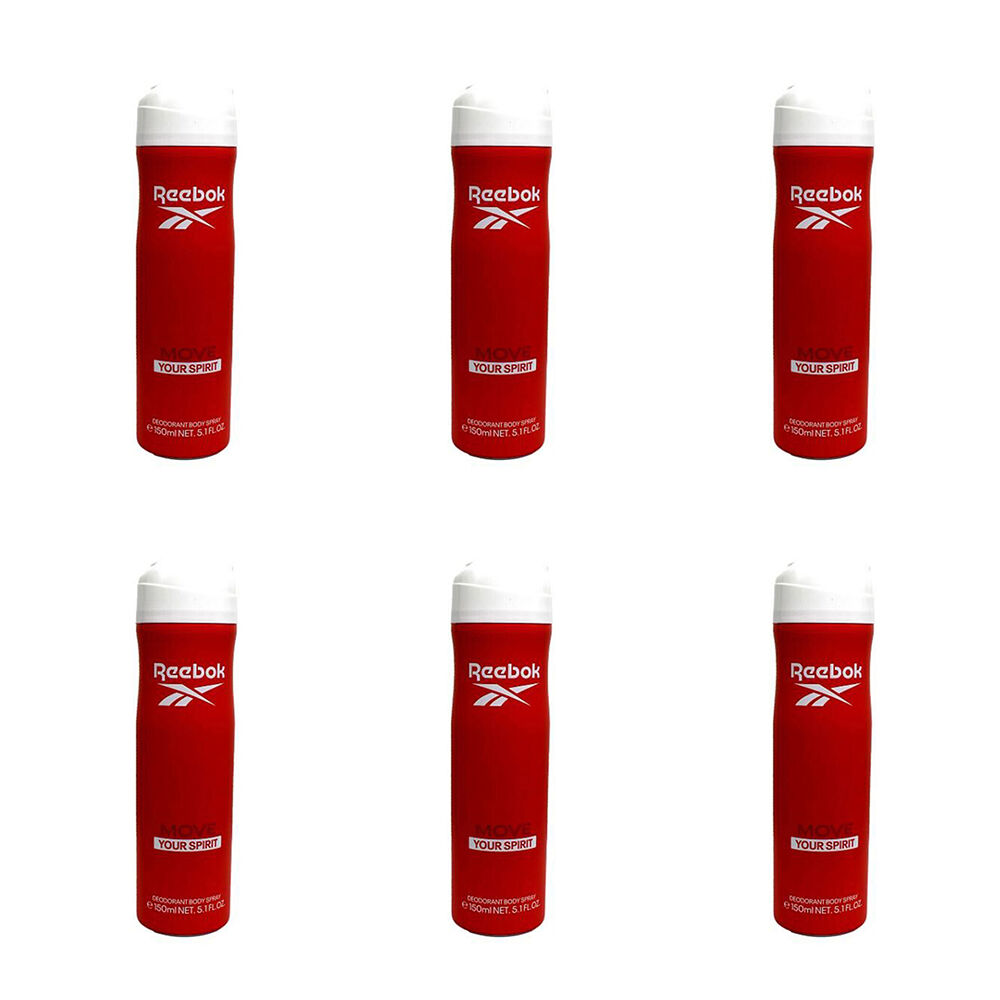 6PK Reebok Women Deodorant Scented Body Spray Fragrance 150ml Move Your Spirit