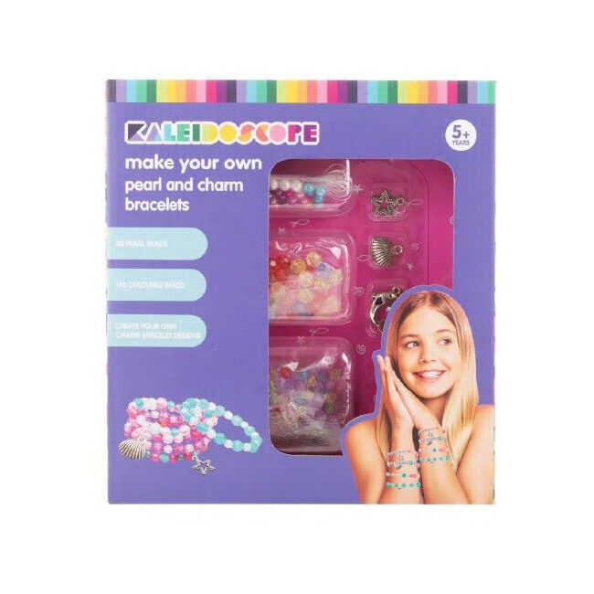 6PK Kaleidoscope Make Your Own Pearl & Charm Bracelet Kids Art Craft 5y+