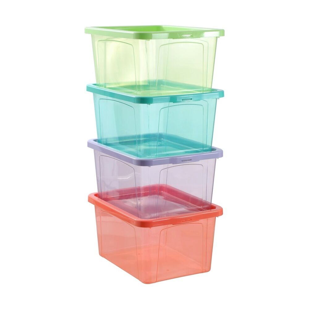12PK Boxsweden Click Storage Box 20L Secure Lock Lid Home Organisation Assorted