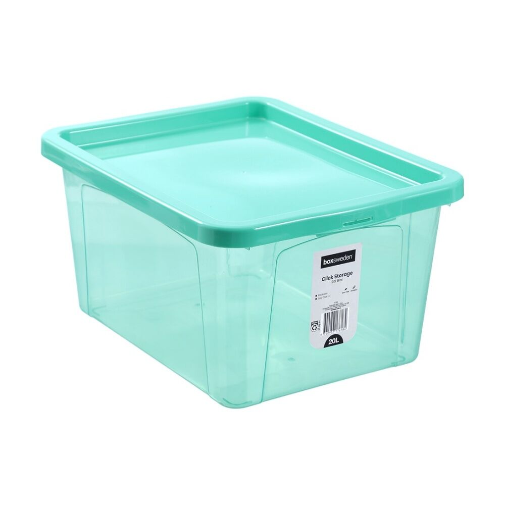 12PK Boxsweden Click Storage Box 20L Secure Lock Lid Home Organisation Assorted