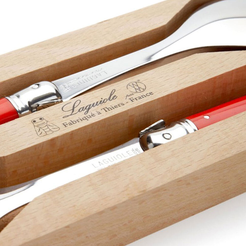 4pc Andre Verdier Debutant Salad Server Set Red