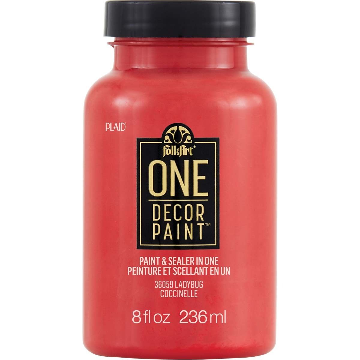 2PK Plaid FolkArt 236ml One Decor Paint Eggshell Finish - Ladybug