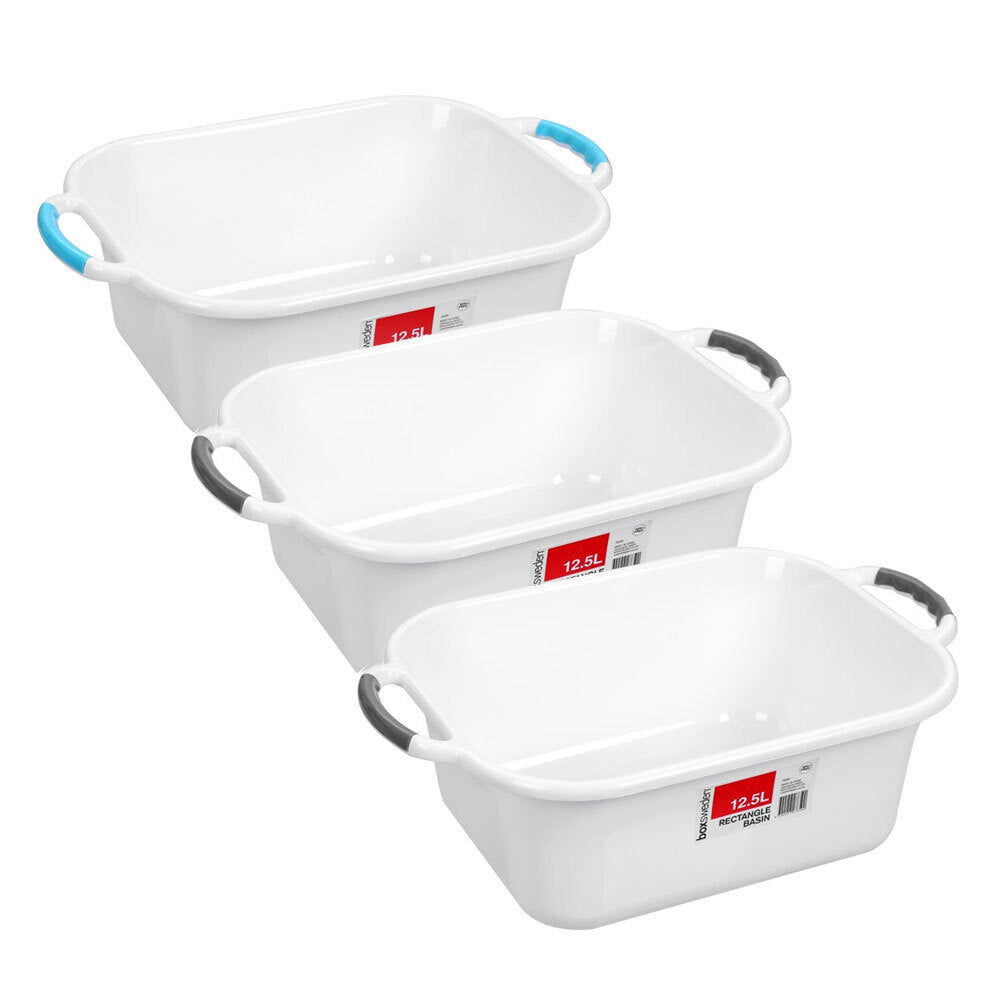 3PK Boxsweden Basin Rectangular 12.5L Assorted