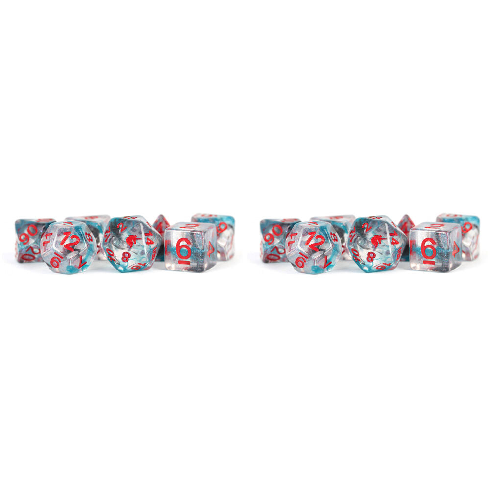 14pc Fanroll by Metallic Unicorn Resin Polyhedral RPG Tabletop Dice Set - Battle Wounds
