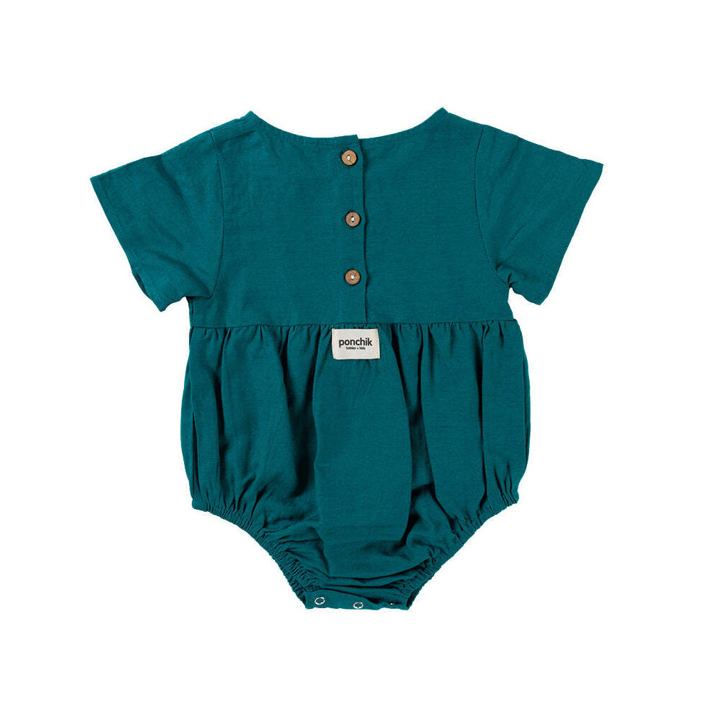 Ponchik Linen Romper Peacock Size 6-12m