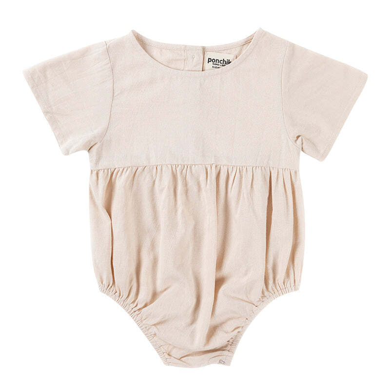 Ponchik Linen Romper Wheat Size 0-3m