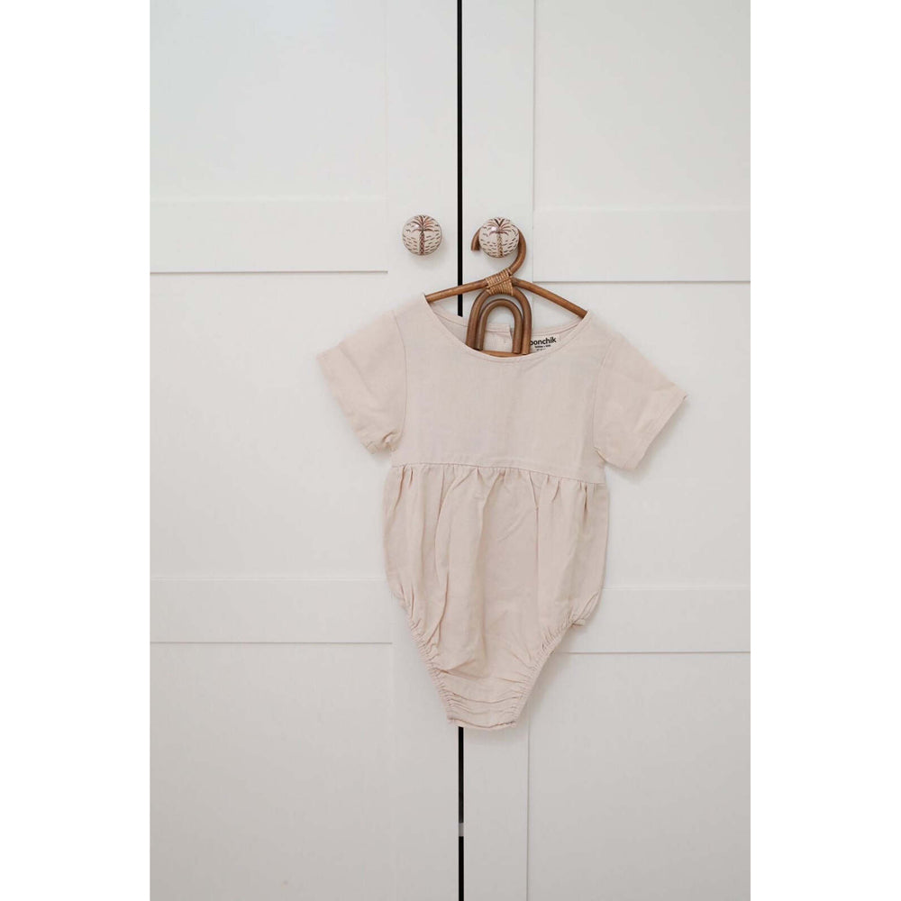 Ponchik Linen Romper Wheat Size 6-12m