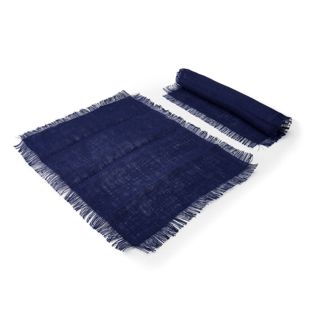 2PK 2pc Mikasa Rectangle 45 x 35cm Jute Placemats, Navy
