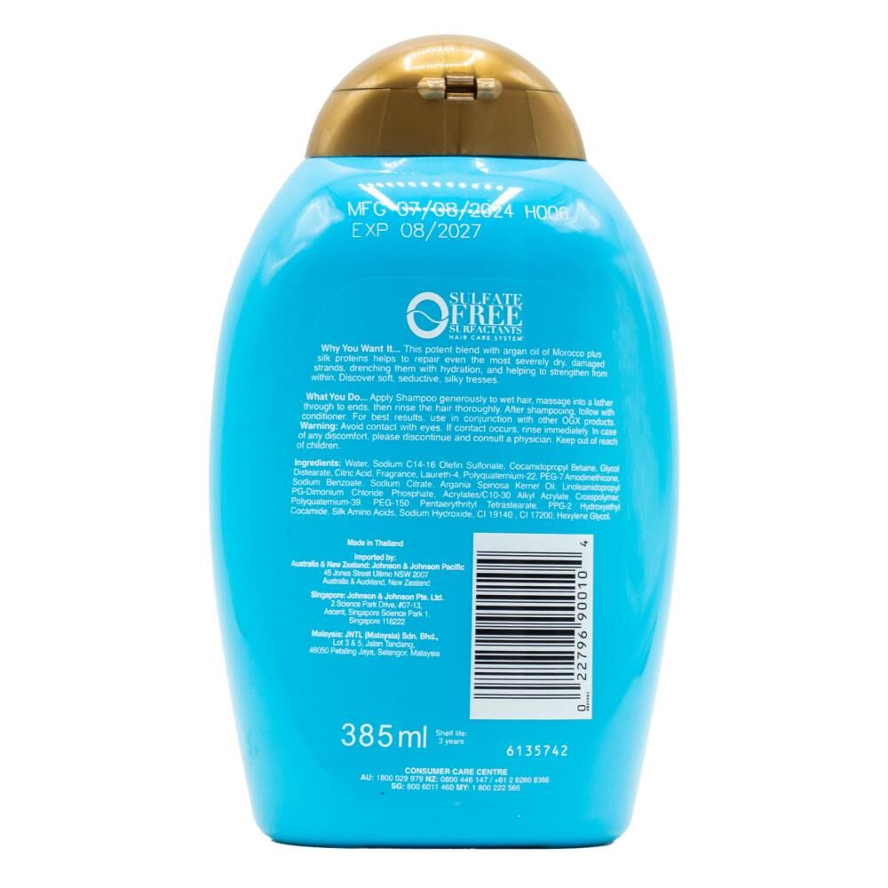 6PK Ogx 385ml Hair Shampoo Hydrate& Repair w/ Argan Oil Of Morocco