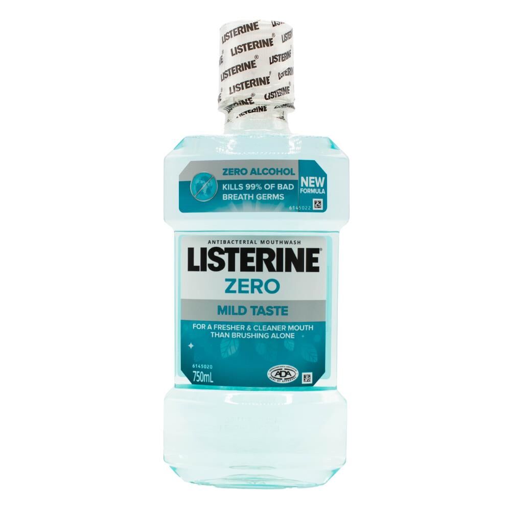 4PK Listerine Antibacterial Mouthwash Mild Taste 750ml - Zero
