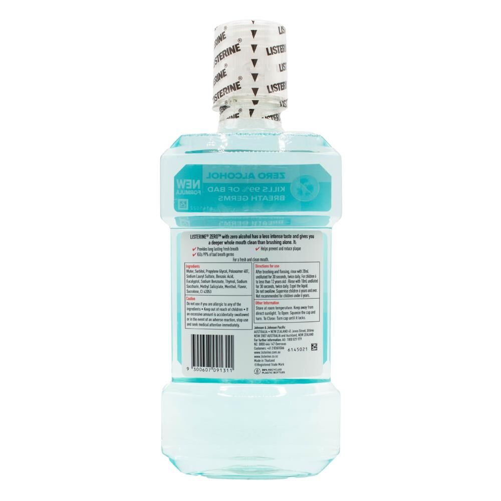 4PK Listerine Antibacterial Mouthwash Mild Taste 750ml - Zero