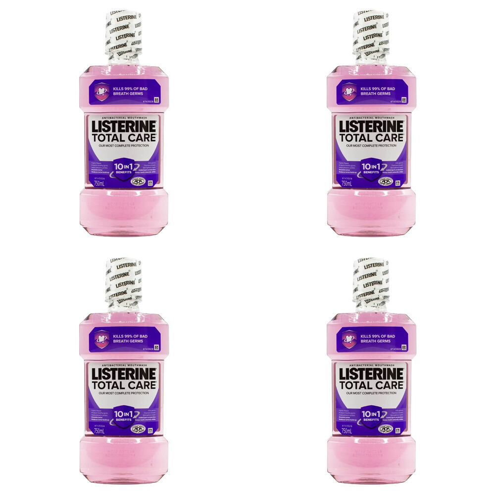 4PK Listerine Antibacterial Mouthwash 750ml - Total Care