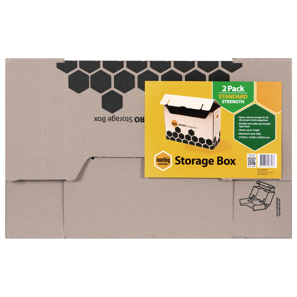 6pc Marbig Enviro Foolscap Size Document/File Storage Box