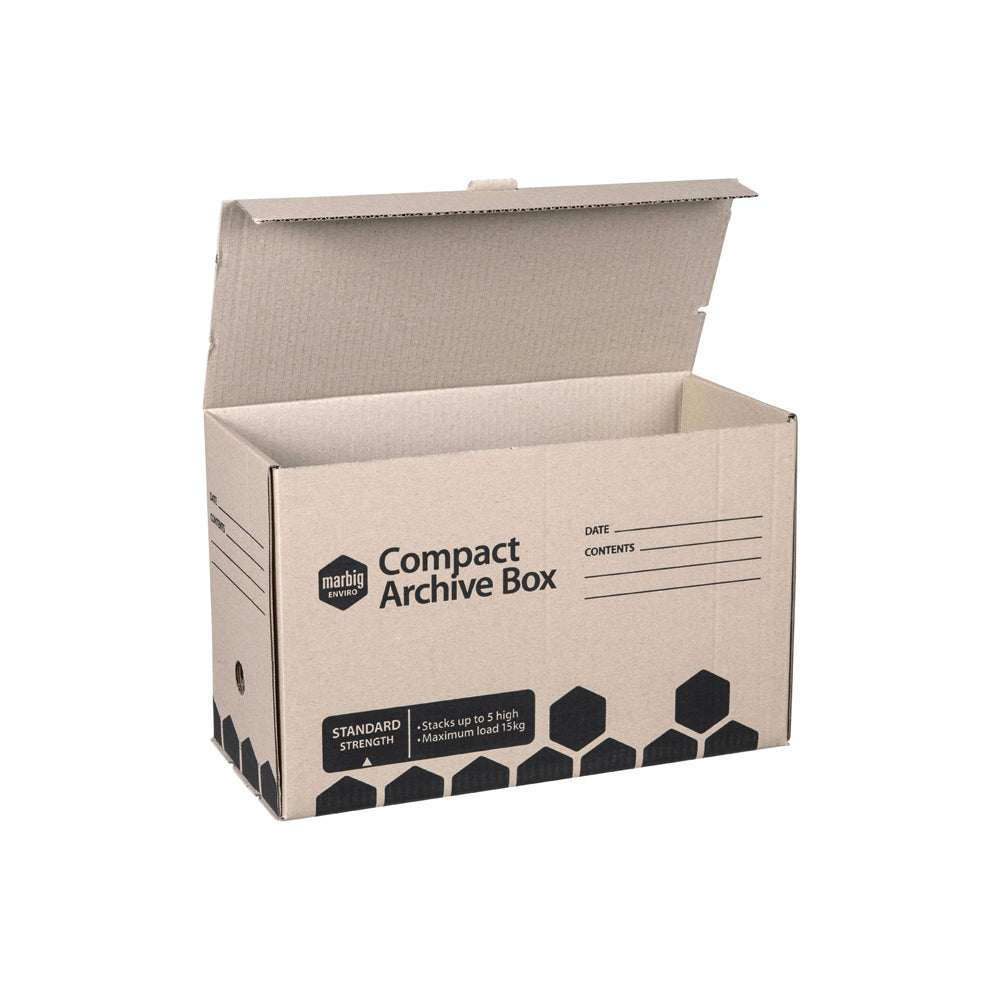 10PK Marbig Enviro Compact Archive Box/File Storage Brown 41cm
