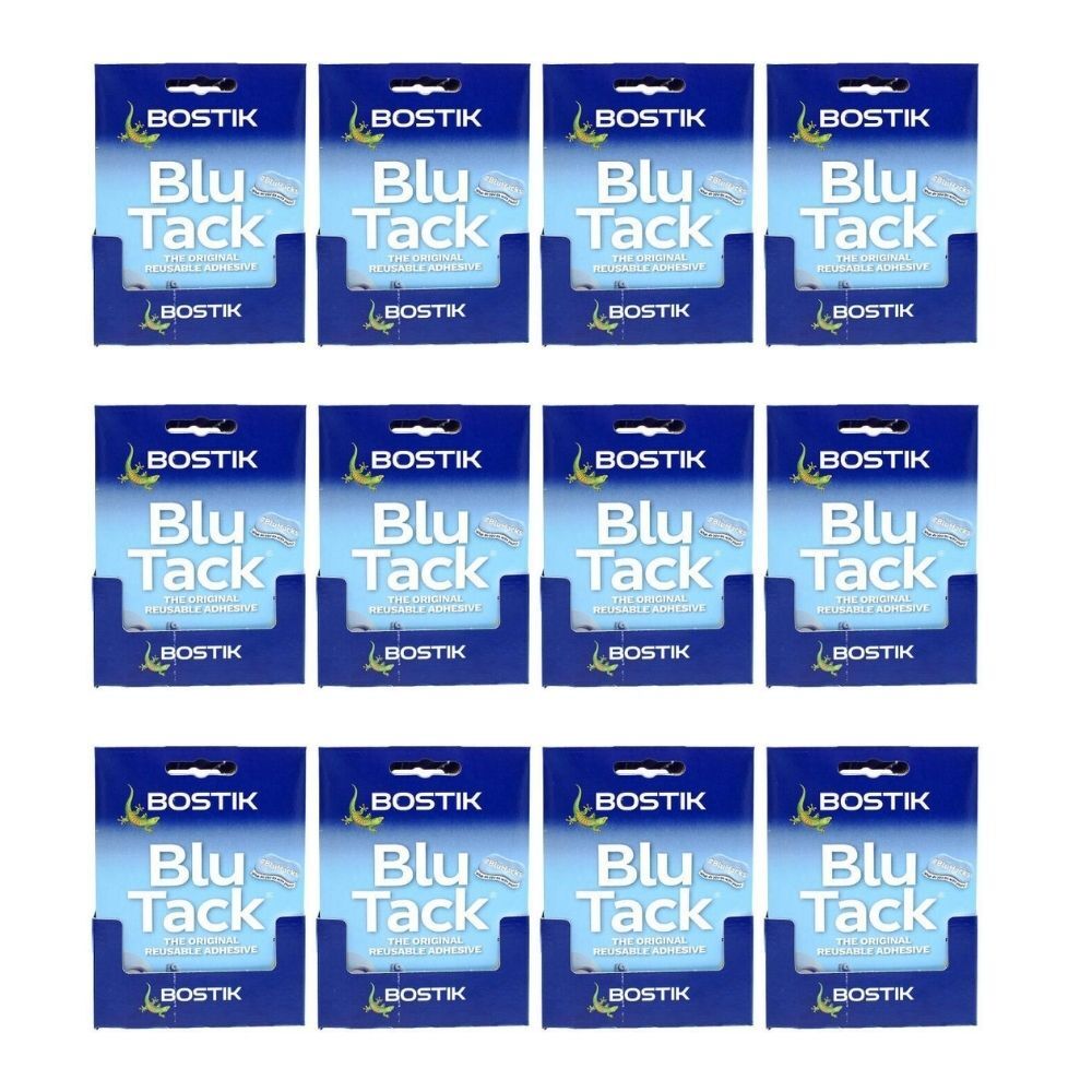 12PK Bostik Blu Tack The Original Reusable Adhesive Putty Crafting