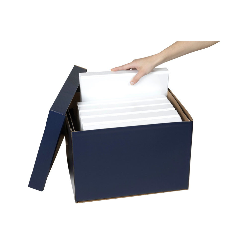 3PK Marbig 41.5cm Archive Box Document Holder w/ Lid - Navy