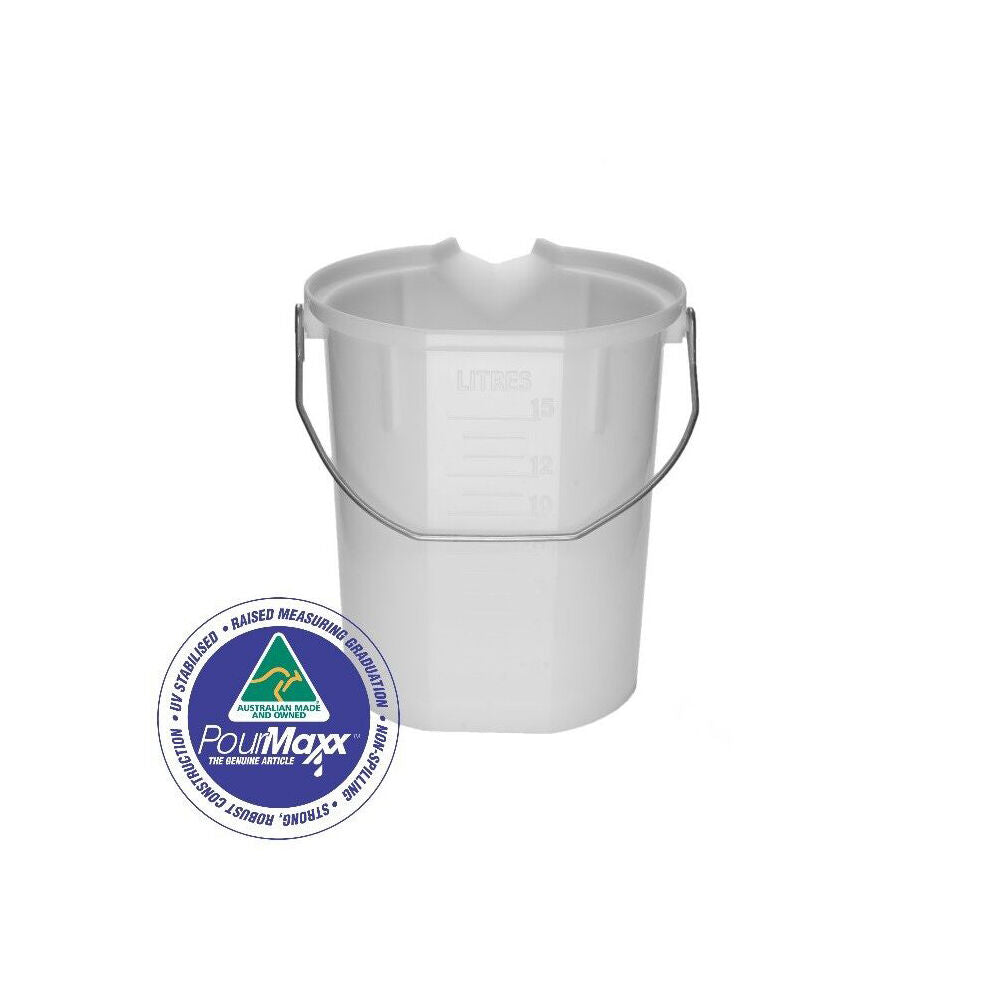 AgBoss PourMaxx Durable Industrial Measuring Bucket 25L White