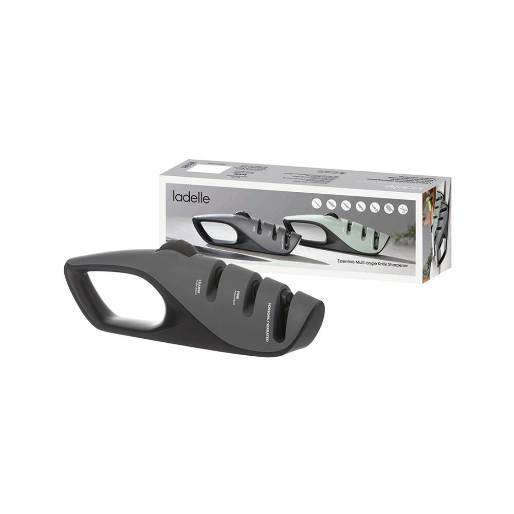 Ladelle Essentials Multi-Angle Knife Sharpener Handheld Kitchen Tool Charcoal