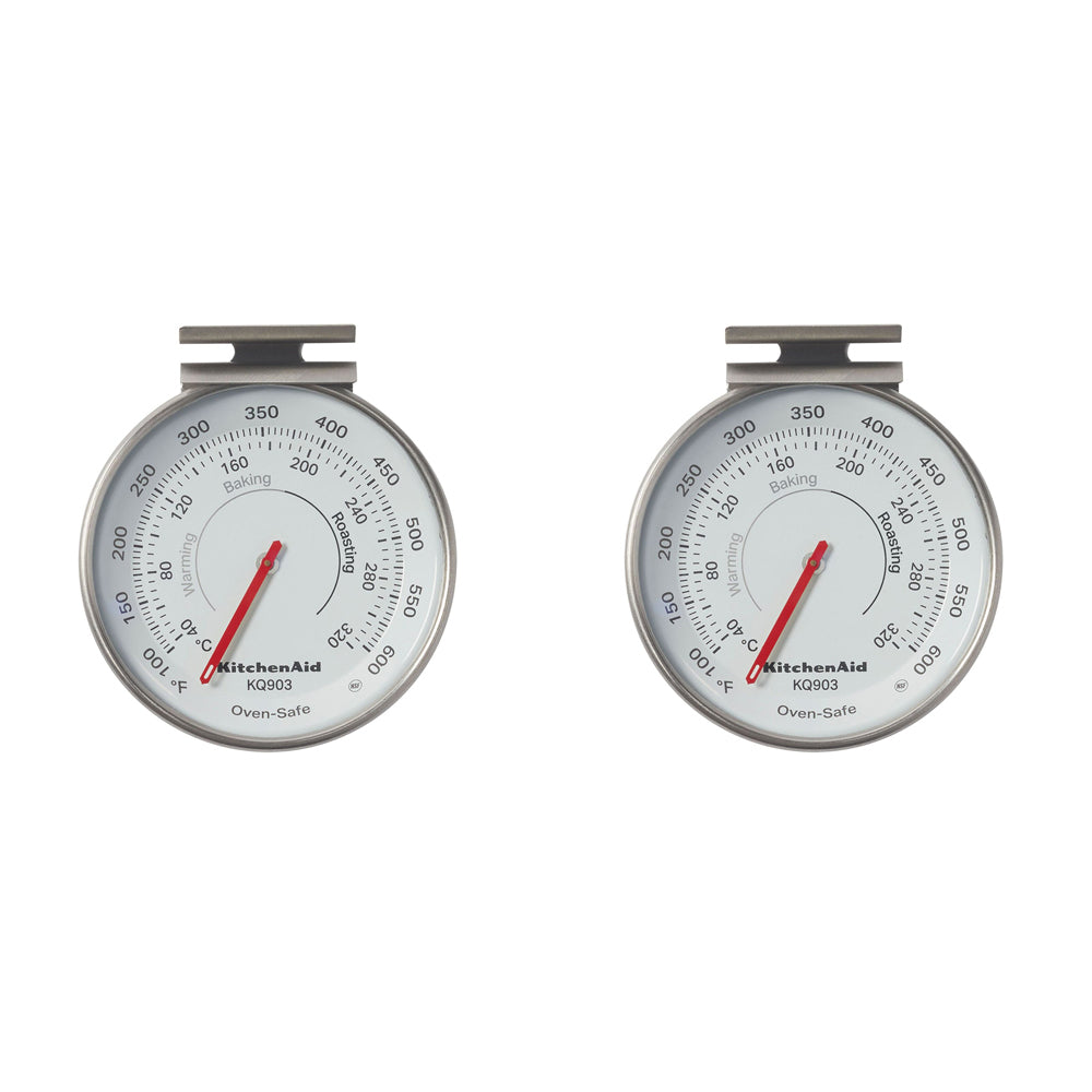 2PK KitchenAid Dial Oven Thermometer Round Stainless Steel 8cm - Silver