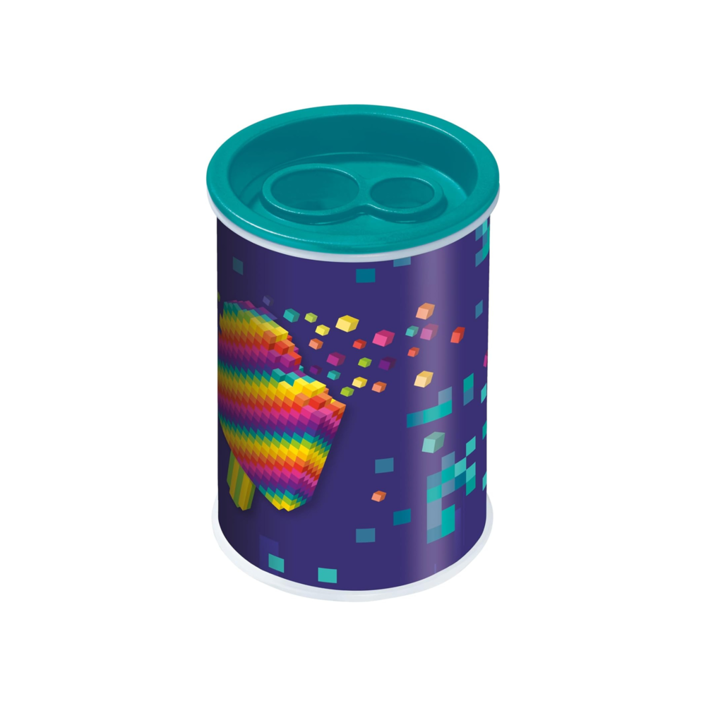 4PK Maped Pixel Party 2 Hole Standard & Jumbo Sized Pencil Sharpener Can