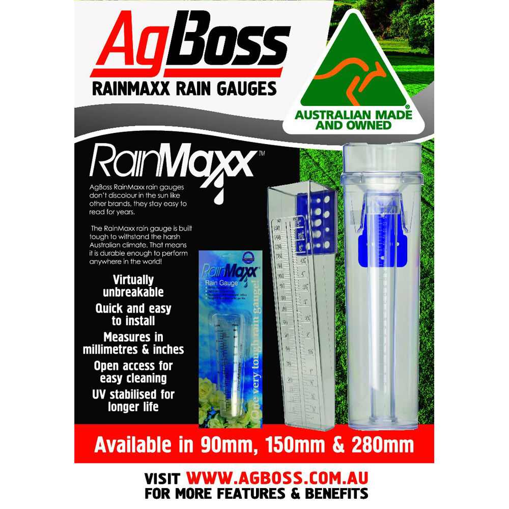 AgBoss RainMaxx Accurate Rain Gauge Measuring Tool 280mm Clear