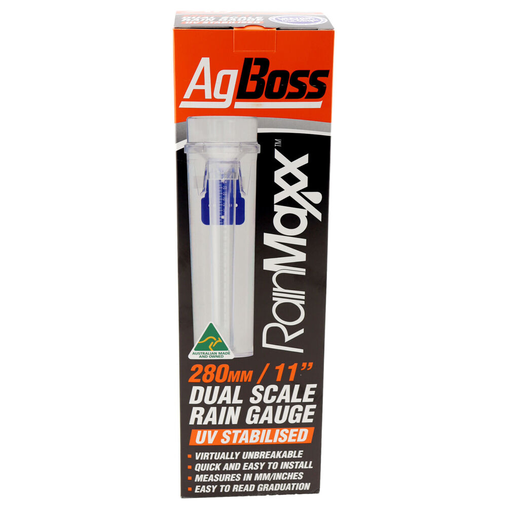 AgBoss RainMaxx Accurate Rain Gauge Measuring Tool 280mm Clear