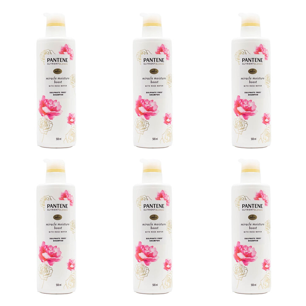 6PK Pantene 500ml Shampoo Pro V Miracle Moisture Boost Sulphate Free