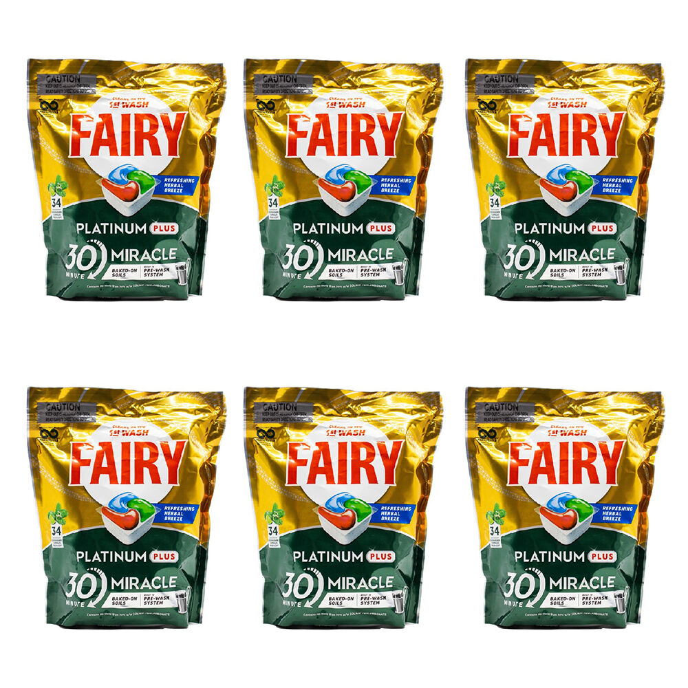 204pc Fairy Dishwasher Capsules Platinum Plus Herbal Breeze