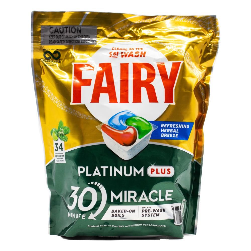 204pc Fairy Dishwasher Capsules Platinum Plus Herbal Breeze