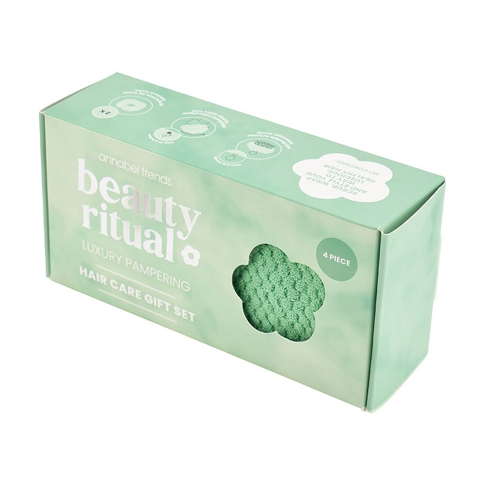 Annabel Trends Beauty Ritual Hair Care Gift Box W/ Scrunchies & Brush Moss