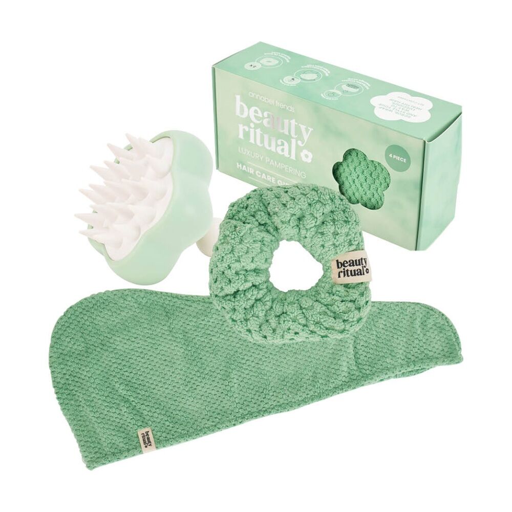 Annabel Trends Beauty Ritual Hair Care Gift Box W/ Scrunchies & Brush Moss