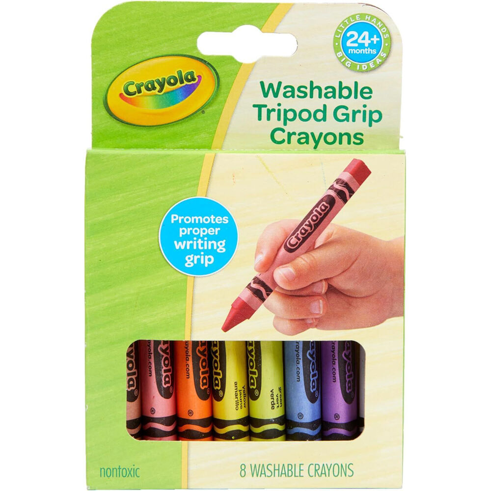 3x 8pc Crayola Washable Tripod Grip Crayons Kids/Children 2y+