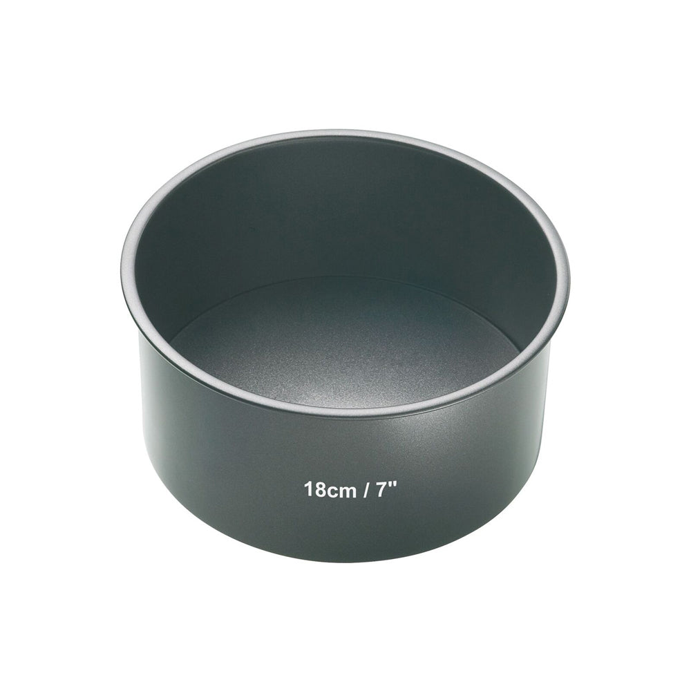 2x Mastercraft 18cm Heavy Loose Base Round Deep Cake Pan - Charcoal Grey