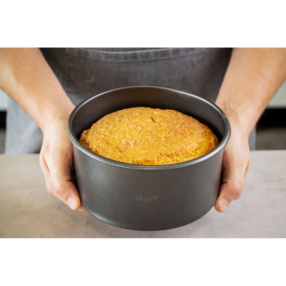 2x Mastercraft 18cm Heavy Loose Base Round Deep Cake Pan - Charcoal Grey